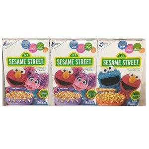 3 Box Sesame Street Cereal Alphabet Numbers Daycare Supply Kid Craft Alpha Bits